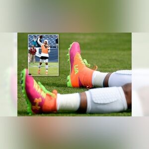 NEW *RARE* Under Armour Cam Newton C1N Prototype Pink & Orange Cleats Size 14